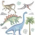 4 dinoszaurusszal és pálmafával