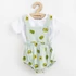 New Baby Avocado muszlin együttes, egyszínű póló és rövidnadrág, rugalmas gumival, nyári kényelem kicsiknek.