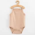 New Baby bézs ujjatlan body 56-os méretben, 100% pamut, patentos pelenkázáshoz, minőségi és kényelmes viselet.